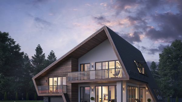 3D residential rendering: house view