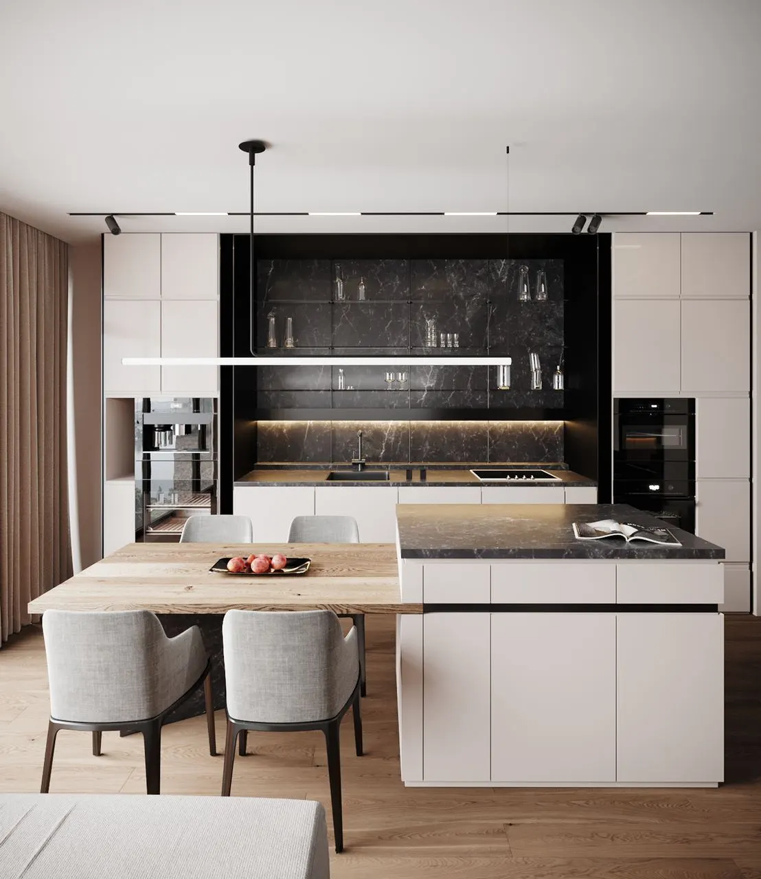 3d interior render: modern kitchen