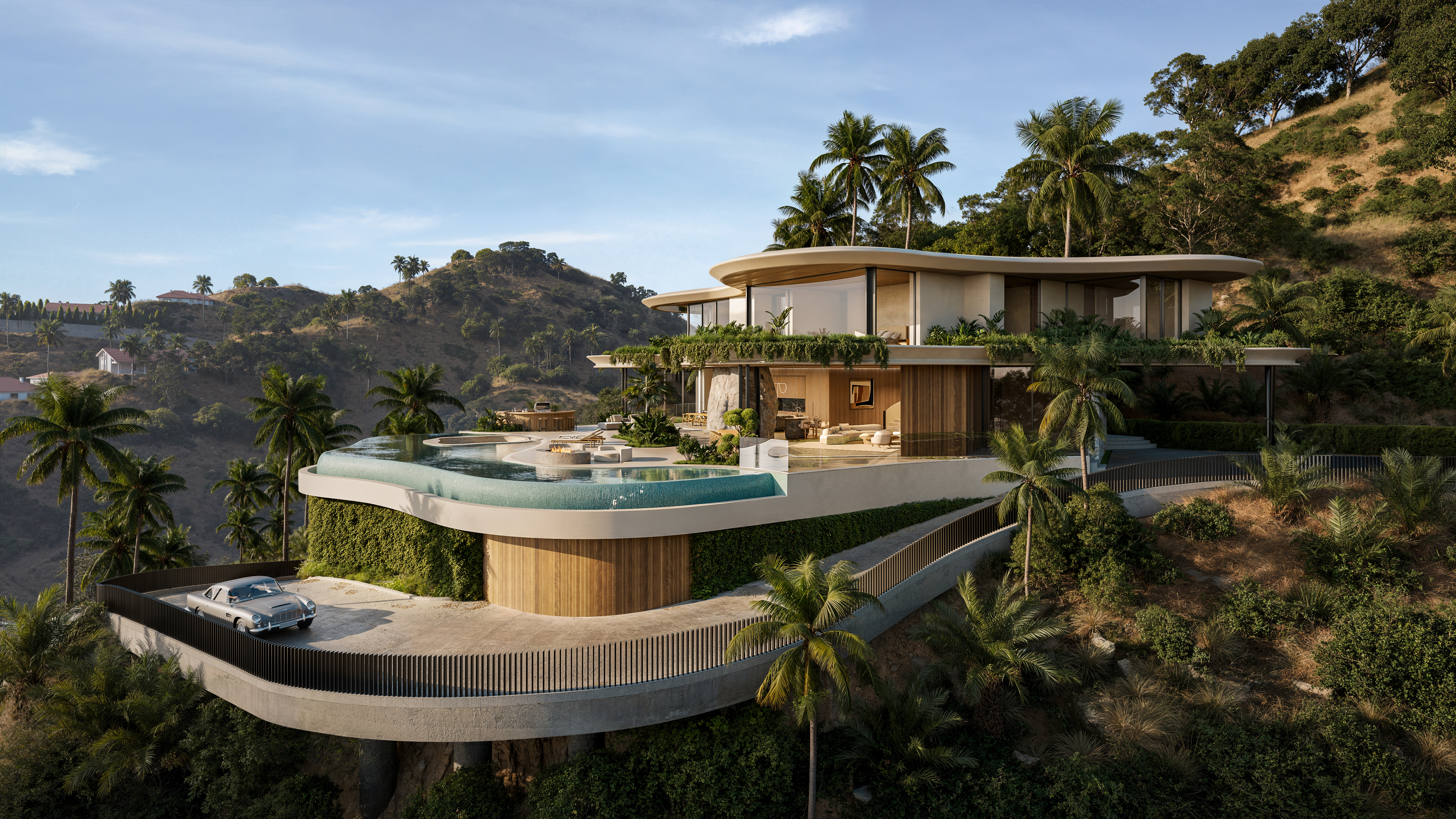 Luxury villa with pool overlooking Los Angeles, California.