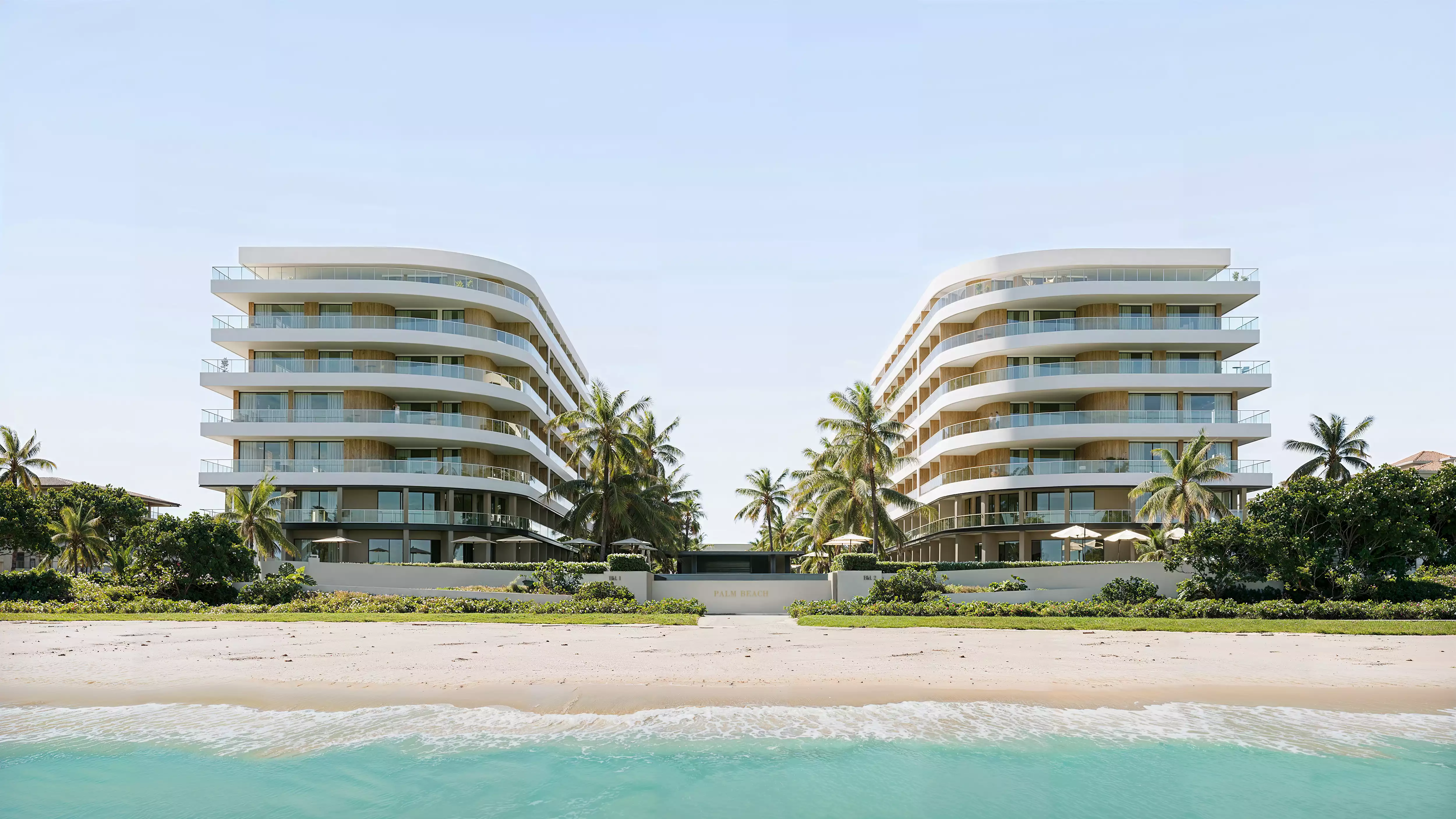 Luxury Palm Beach condos rendered with 3D exterior rendering services.